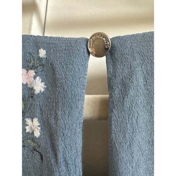 Vince Camuto Blue with Pink, Green, White Floral Print Statement Sleeves Blouse - Picture 7 of 7